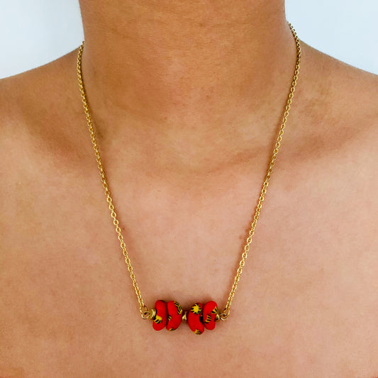 Red Hagan Bar Necklace