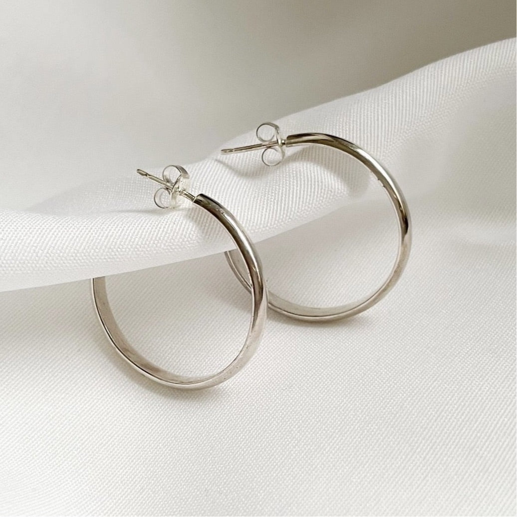 Nyla Large Sterling Silver Hoop Earrings
