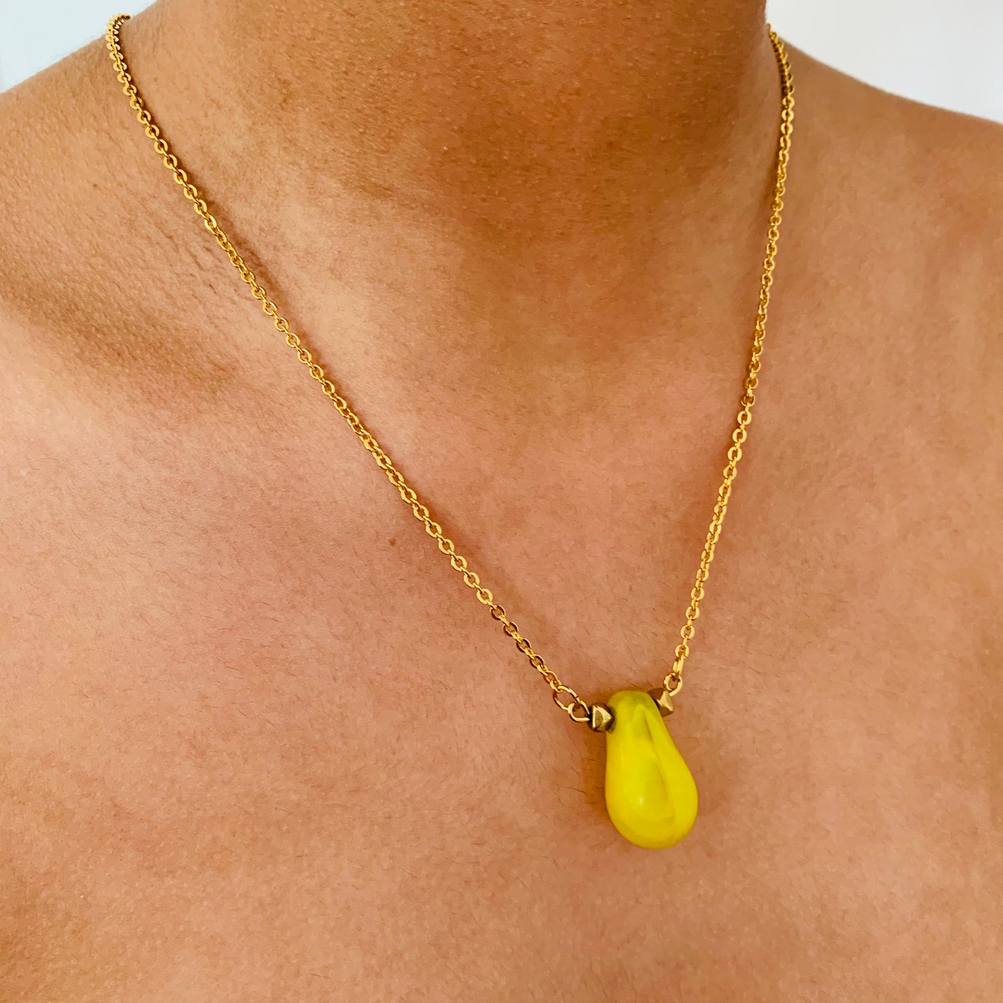Mali Vintage Bridal Bead Necklace in Yellow