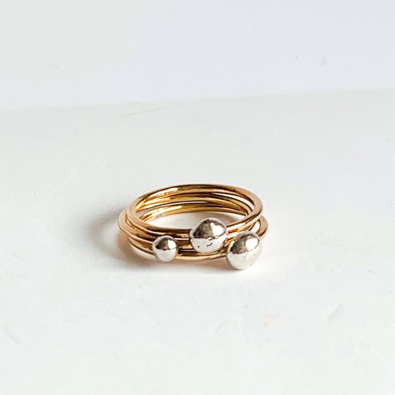 Small Organic Bubble Mixed Metal Ring