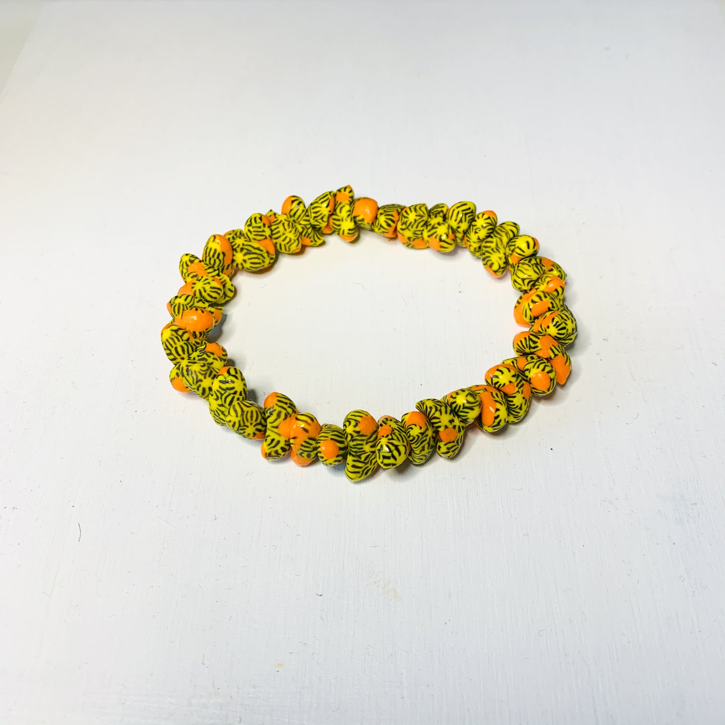 Amber Handmade Glass Bead Stretch Bracelet