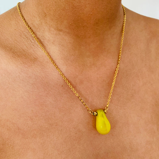 Collier de perles de mariée vintage Mali en jaune