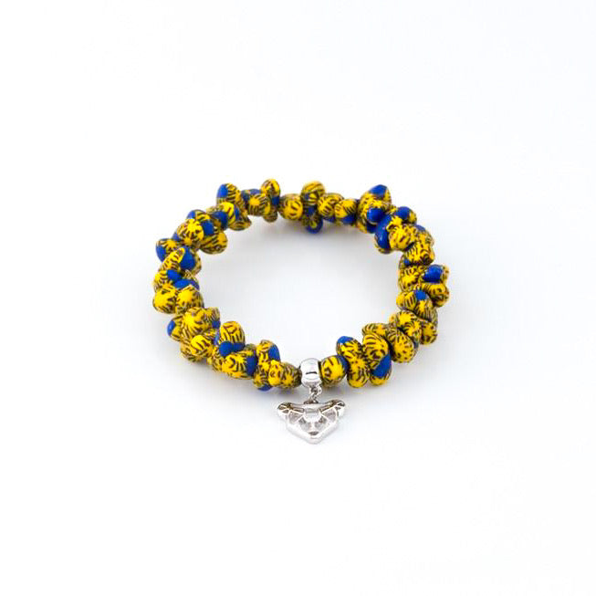 Augusta Multi Coloured Glass Bead Stretch Bracelet with Charm