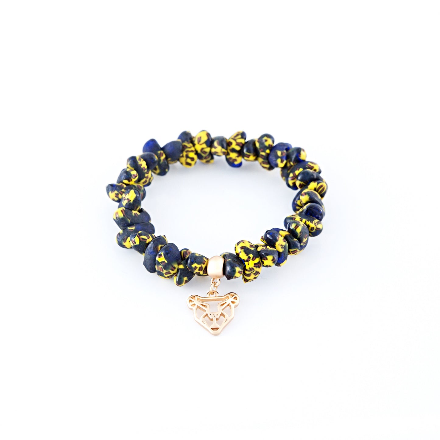 Keelia Handmade Glass Bead Stretch Bracelet with Charm